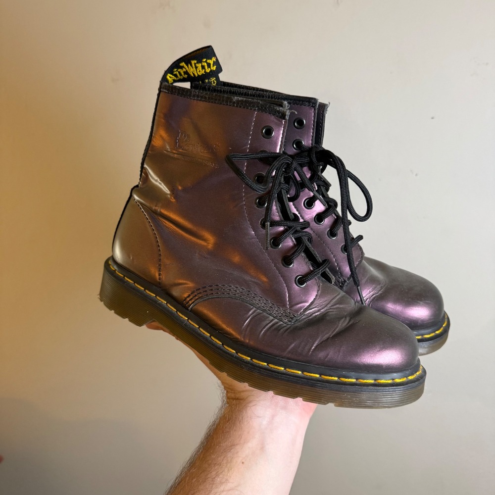 Dr. Martens 1460 Purple Iridescent Metallic Leather Combat Boots Womens 10
